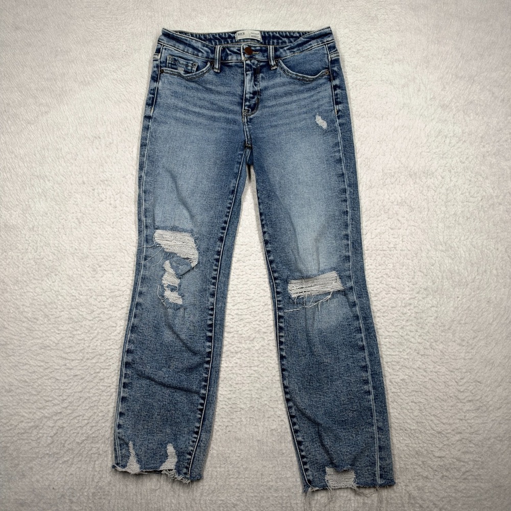 BKE Payton Universal Fit Mid-Rise Cropped Distressed Denim Jeans Women's 26x28